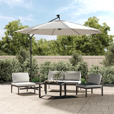 Vidaxl -schwimmendes Parasol mit LED -Beleuchtung und Metallstast 300 cm Sand