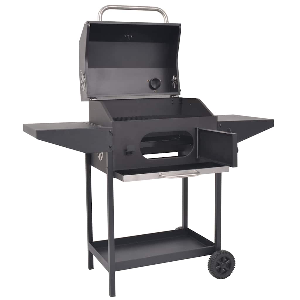 VIDAXL -Holzkohlegrill mit Underplank Black