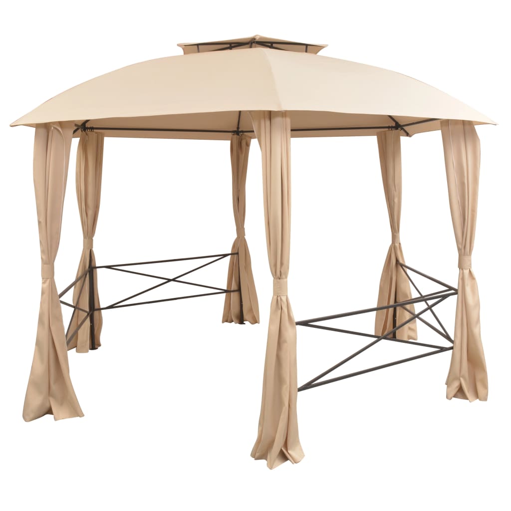Vidaxl Gartenpavillon mit Vorhängen hexagonal 360x265 cm