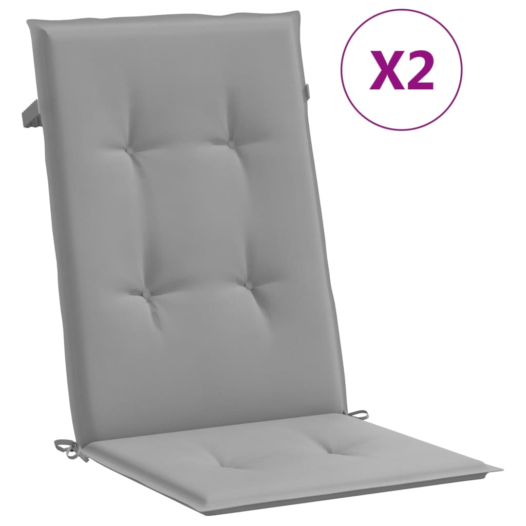 Vidaxl Gartenstuhlkissen Rückenlehne 2 PCs 120x50x3 cm Stoff grau