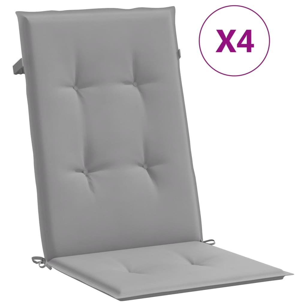Vidaxl Gartenstuhlkissen 4 gerachtes 120x50x3 cm Stoff grau