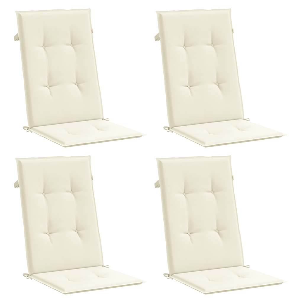 Vidaxl Gartenstuhlkissen 4 ST High Rücken 120x50x3 cm Stoffcreme -gelöscht