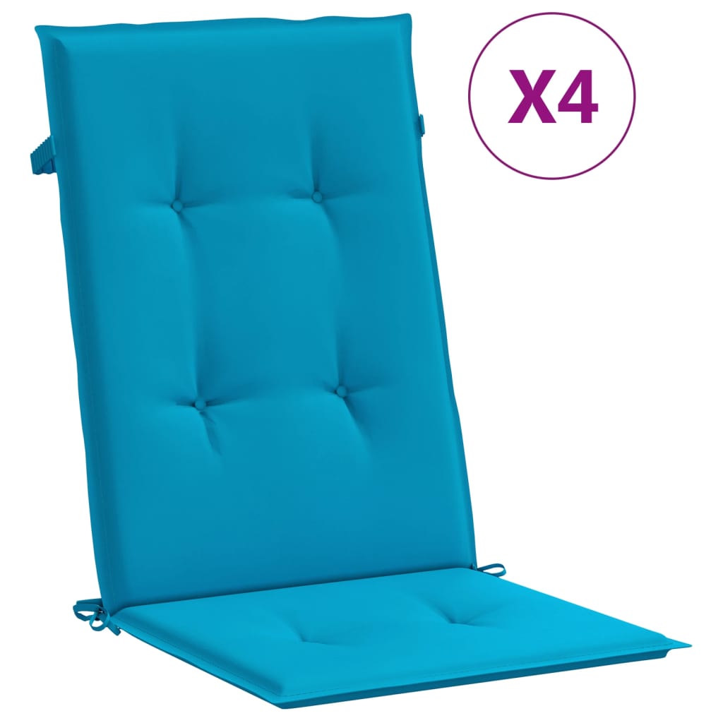 Vidaxl Gartenstuhl Kissen 4 St. hoher Rücken 120x50x3 cm Stoff Blau