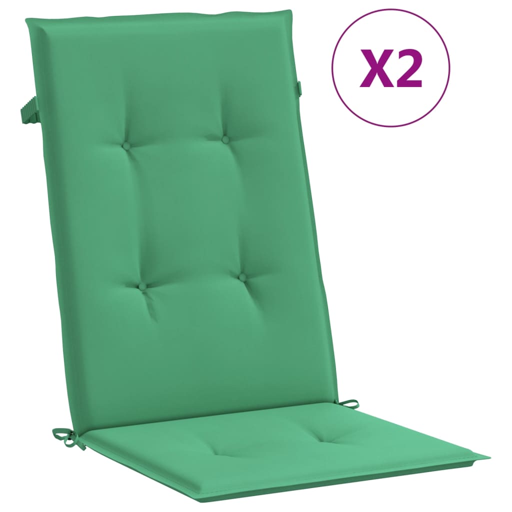 Vidaxl Gartenstuhl Kissen 2 St hoher Rücken 120x50x3 cm Stoff grün