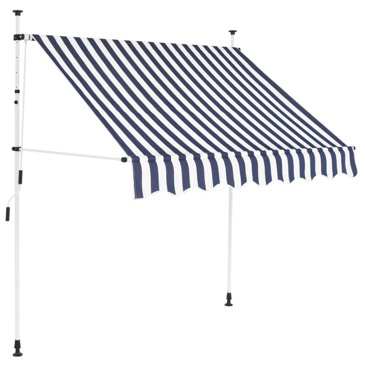 Vidaxl Luifel erstreckt sich manuell 150 cm blau und weiße Streifen