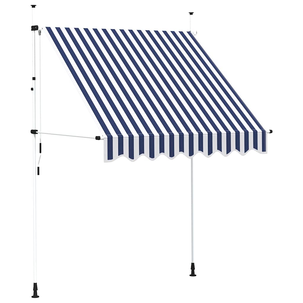 Vidaxl Luifel erstreckt sich manuell 200 cm blau und weiße Streifen
