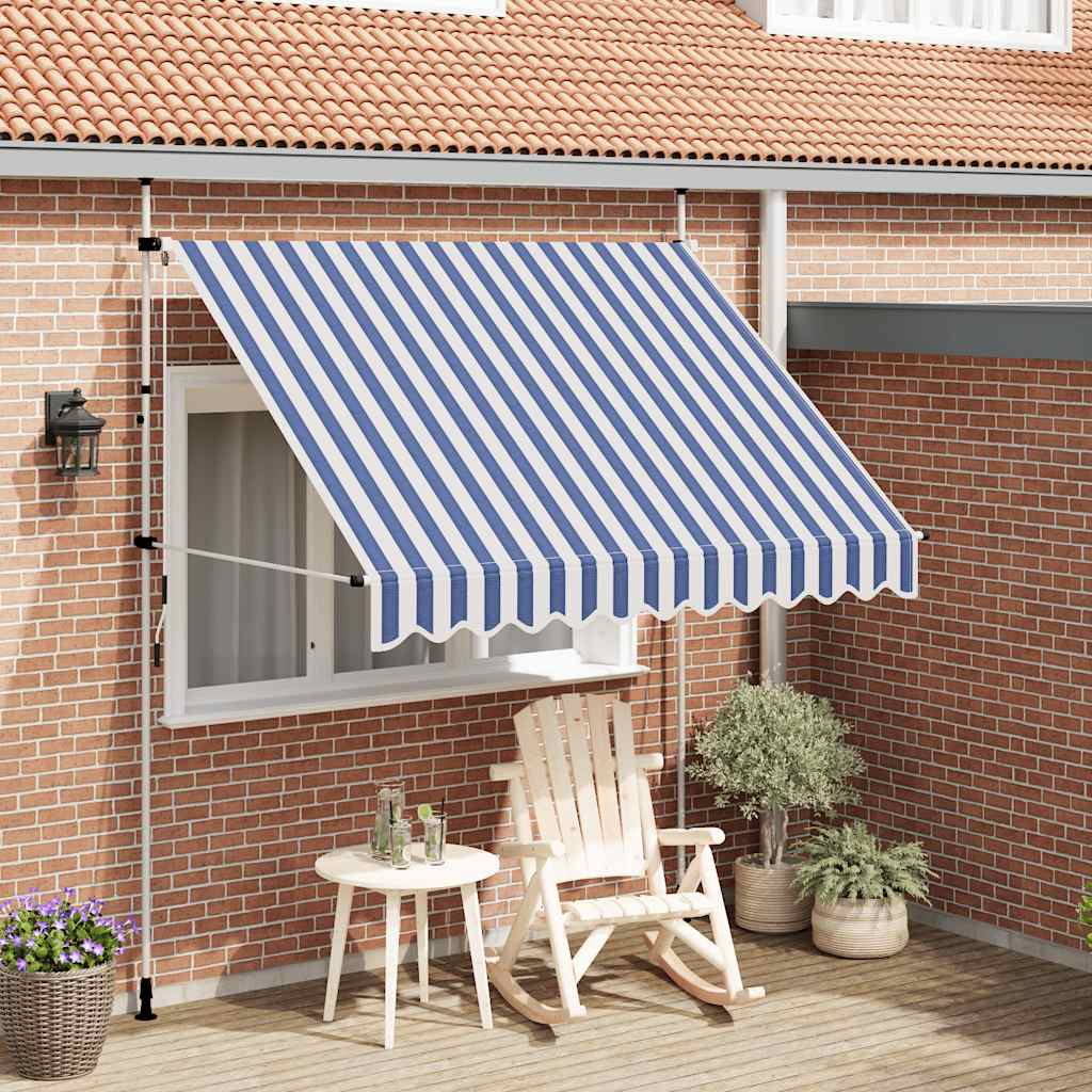 Vidaxl Luifel erstreckt sich manuell 250 cm blau und weiße Streifen