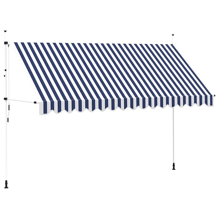 Vidaxl Luifel erstreckt sich manuell 400 cm blau und weiße Streifen