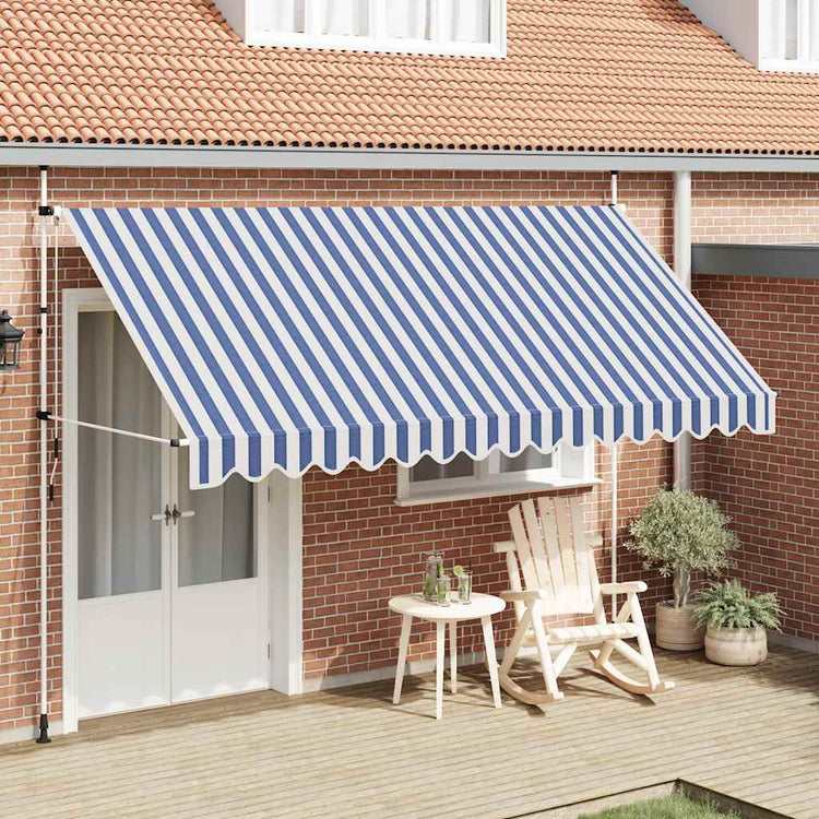 Vidaxl Luifel erstreckt sich manuell 400 cm blau und weiße Streifen