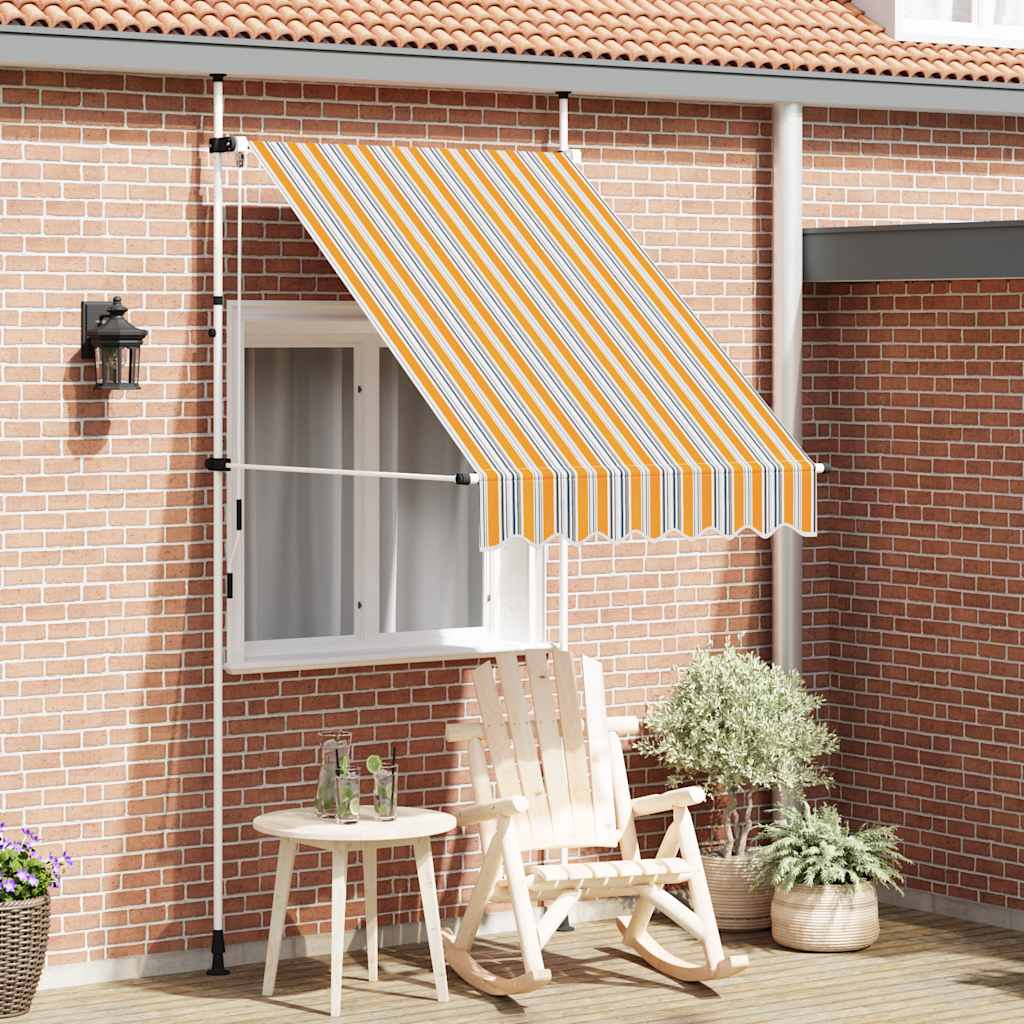 Vidaxl Luifel erstreckt sich manuell 150 cm gelb und blaue Streifen