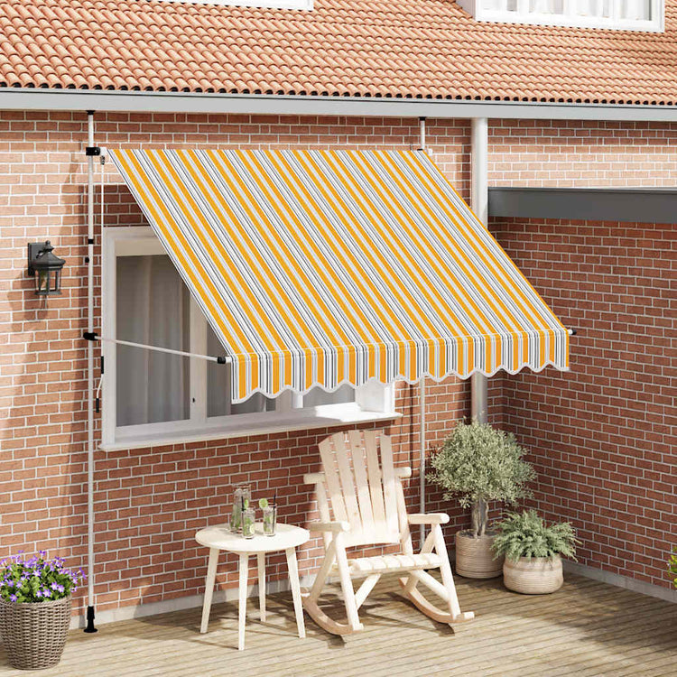 Vidaxl Luifel erstreckt sich manuell 250 cm gelb und blaue Streifen