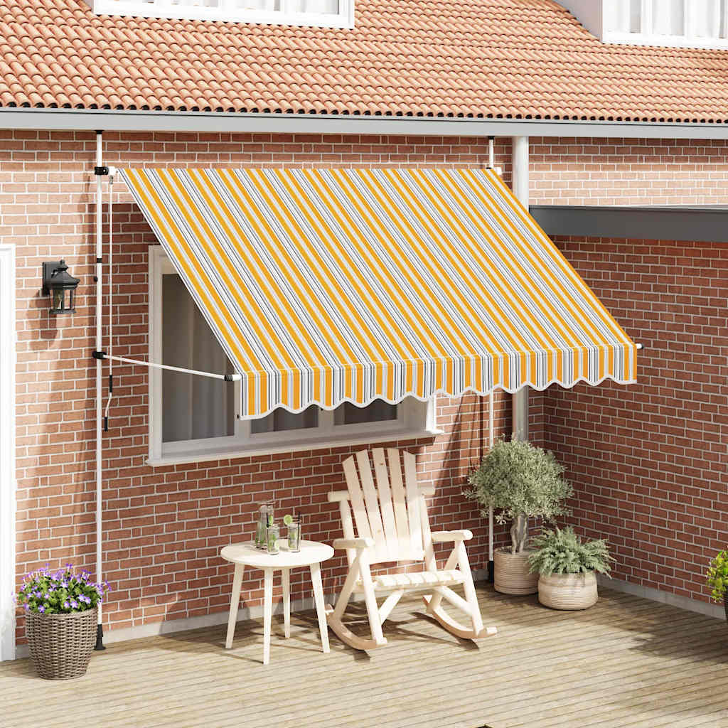 Vidaxl Luifel erstreckt sich manuell 300 cm gelb und blaue Streifen