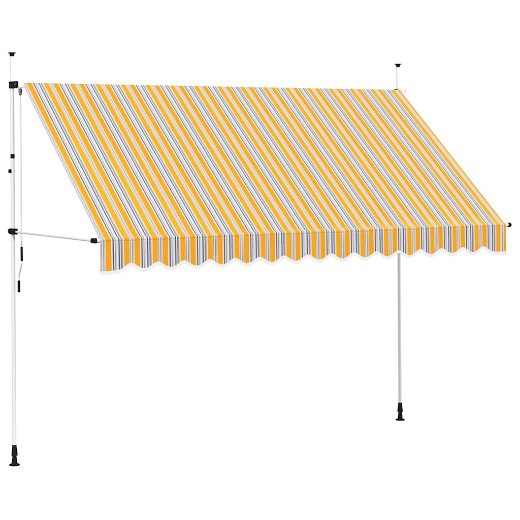 Vidaxl Luifel erstreckt sich manuell 350 cm gelb und blaue Streifen