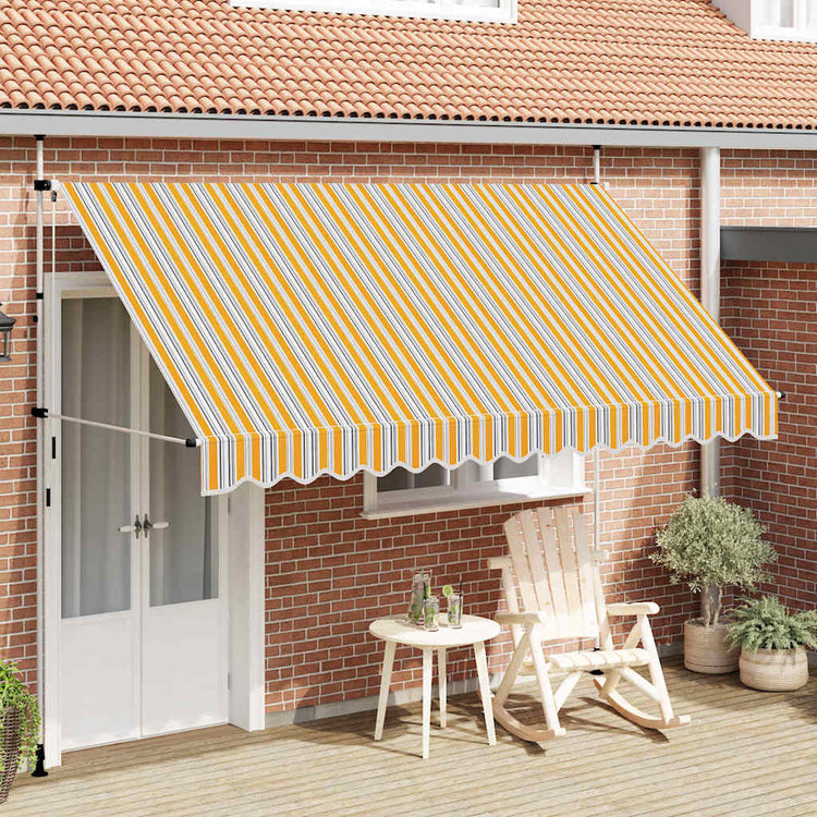 Vidaxl Luifel erstreckt sich manuell 350 cm gelb und blaue Streifen
