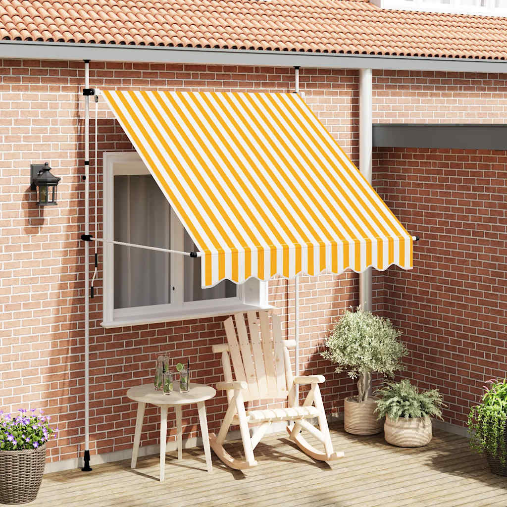 Vidaxl Luifel erstreckt sich manuell um 200 cm orange und weiße Streifen