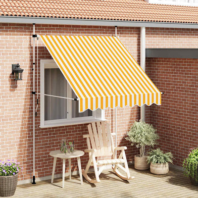Vidaxl Luifel erstreckt sich manuell um 200 cm orange und weiße Streifen