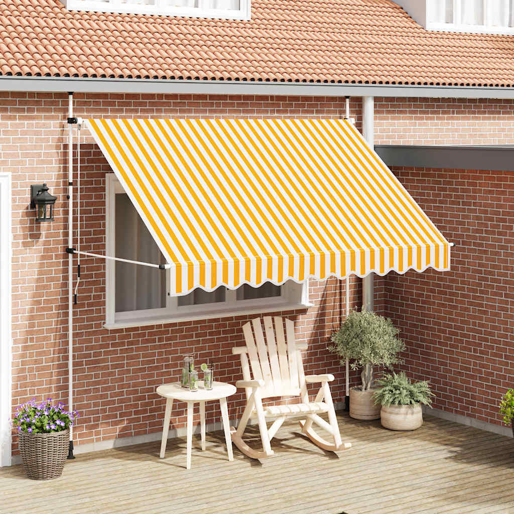 Vidaxl Luifel erstreckt sich manuell 300 cm orange und weiße Streifen