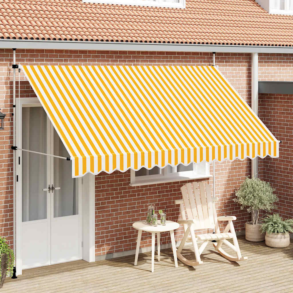 Vidaxl Luifel erstreckt sich manuell 350 cm orange und weiße Streifen