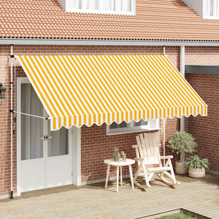 Vidaxl Luifel erstreckt sich manuell 400 cm orange und weiße Streifen