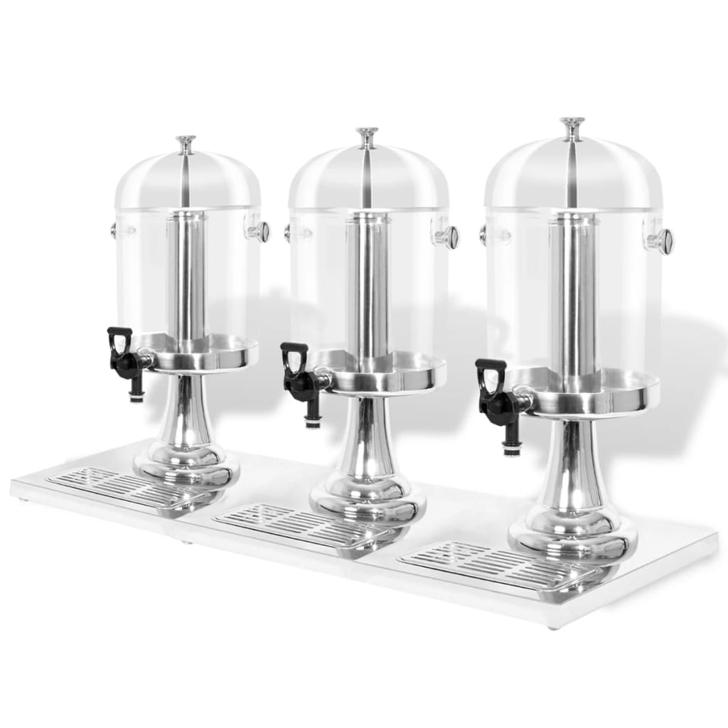VIDAXL Drei -Stern -Saft -Saftspender Edelstahl 3x8 l