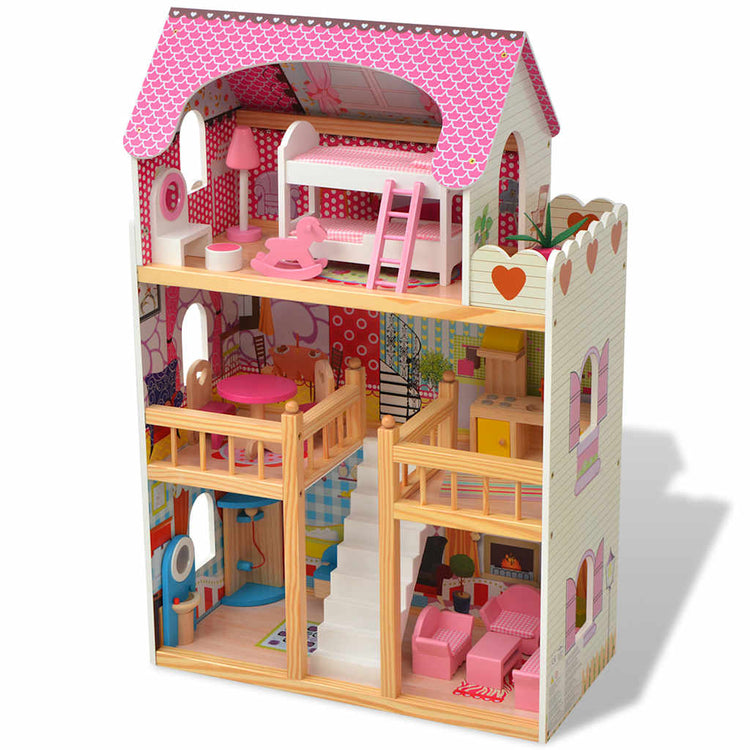 Vidaxl Poppenhuis 3 Böden 60x30x90 cm Holz