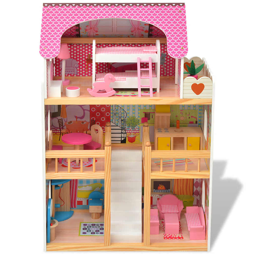 Vidaxl Poppenhuis 3 Böden 60x30x90 cm Holz
