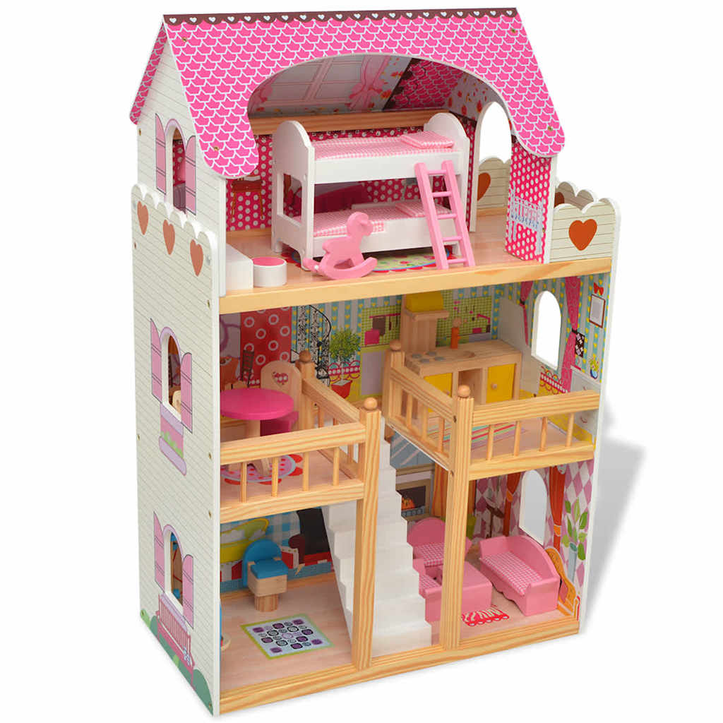Vidaxl Poppenhuis 3 Böden 60x30x90 cm Holz