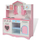 Vidaxl Spielzeugküche Rosa und Weiß 82x30x100 cm Holz