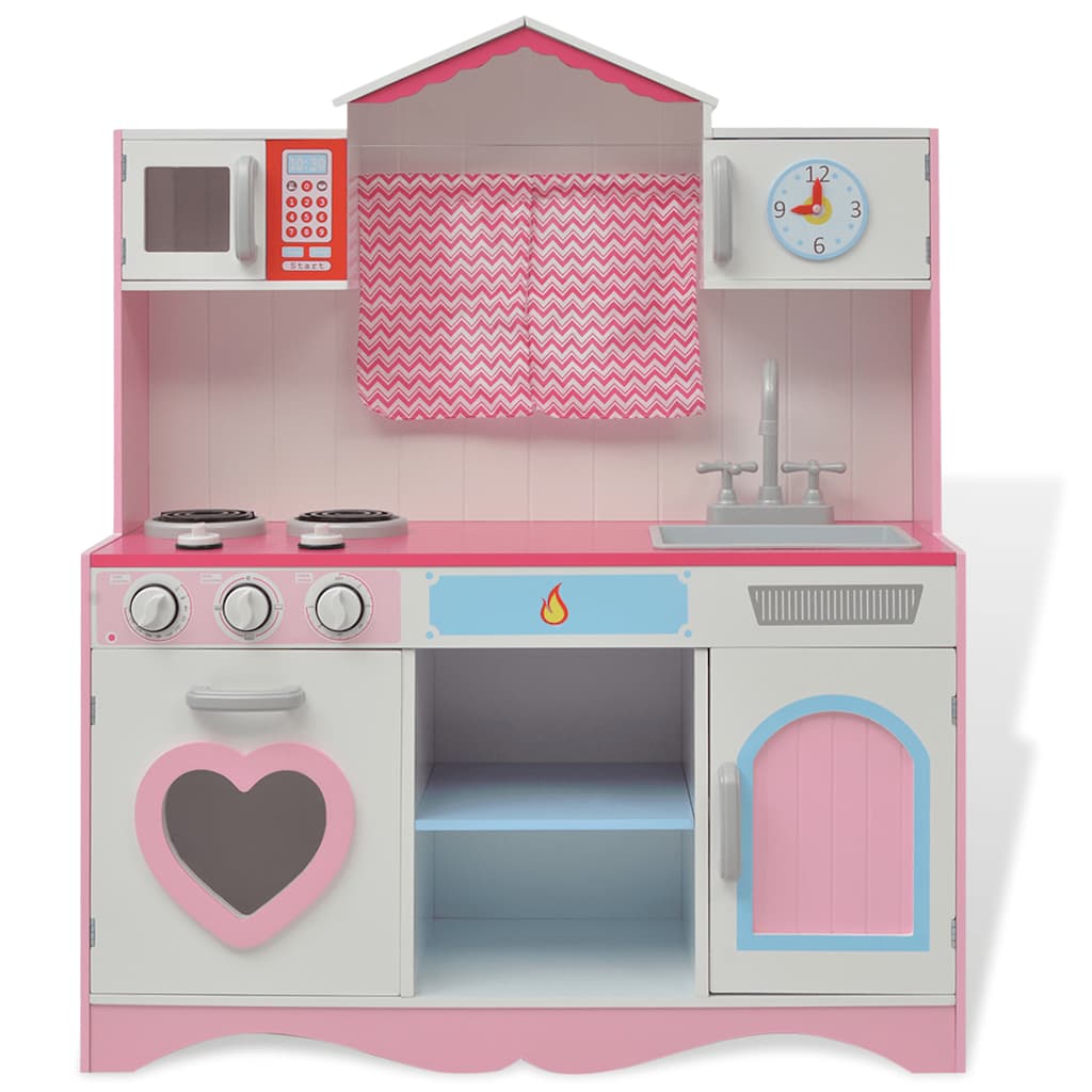 Vidaxl Spielzeugküche Rosa und Weiß 82x30x100 cm Holz