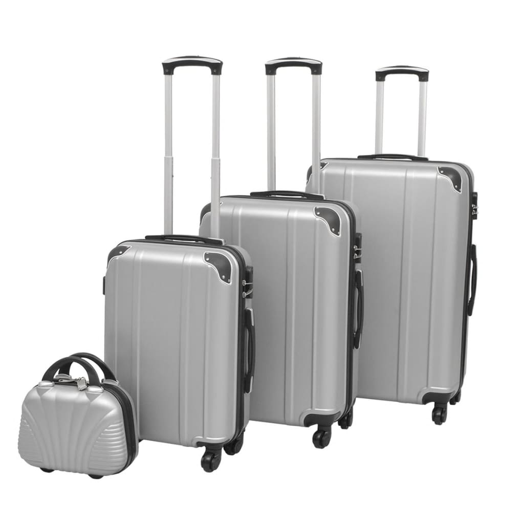 Vidaxl Hard Rolling Case Set Silber 4-DLG