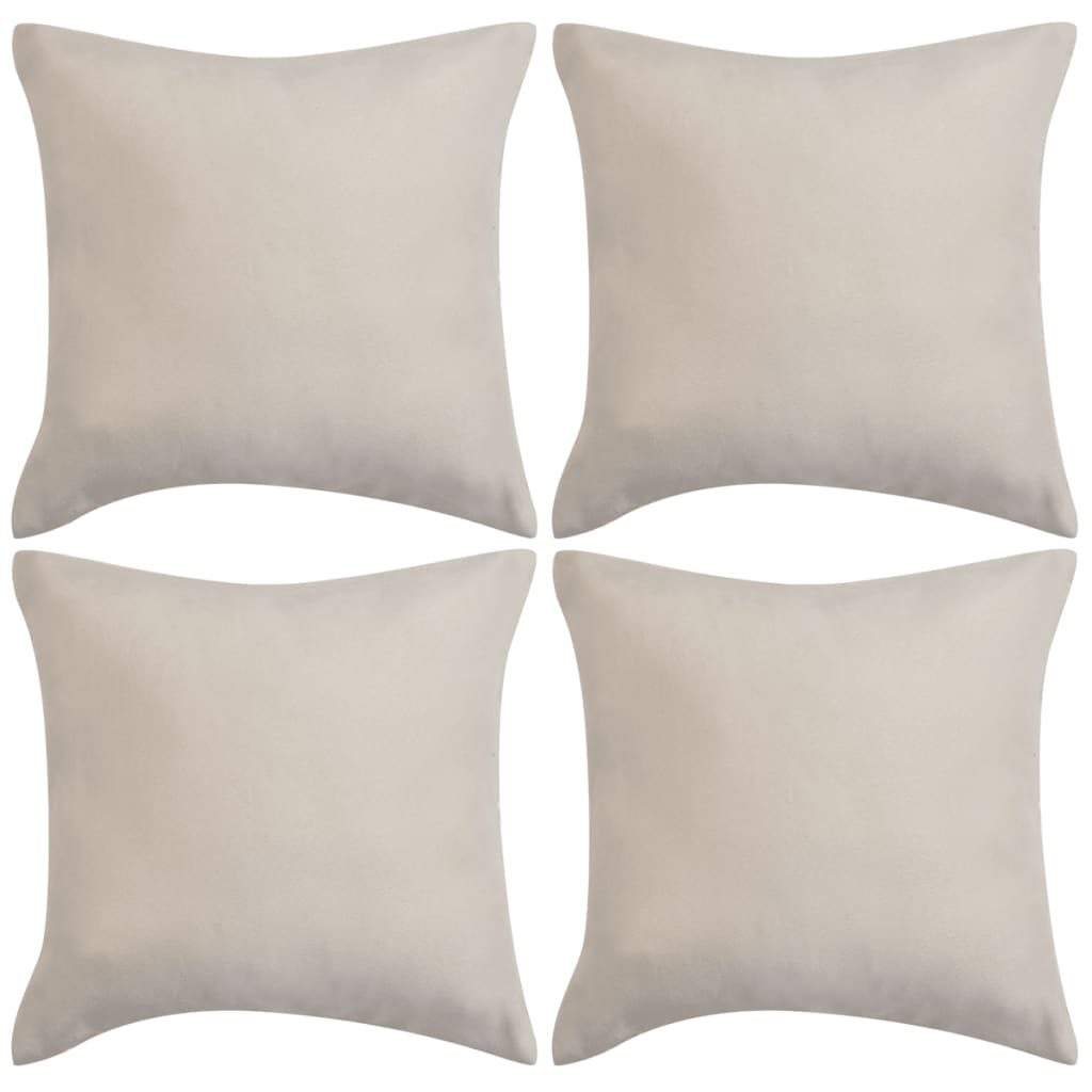 Vidaxl -Kissen umfasst 4 Stücke Beige Imitation Wildleder 40x40 cm Polyester