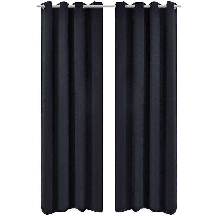 VIDAXL -Vorhänge mit Metallringen Blackout 135x175 cm schwarz 2 STs