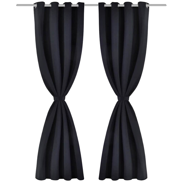 VIDAXL -Vorhänge mit Metallringen Blackout 135x175 cm schwarz 2 STs