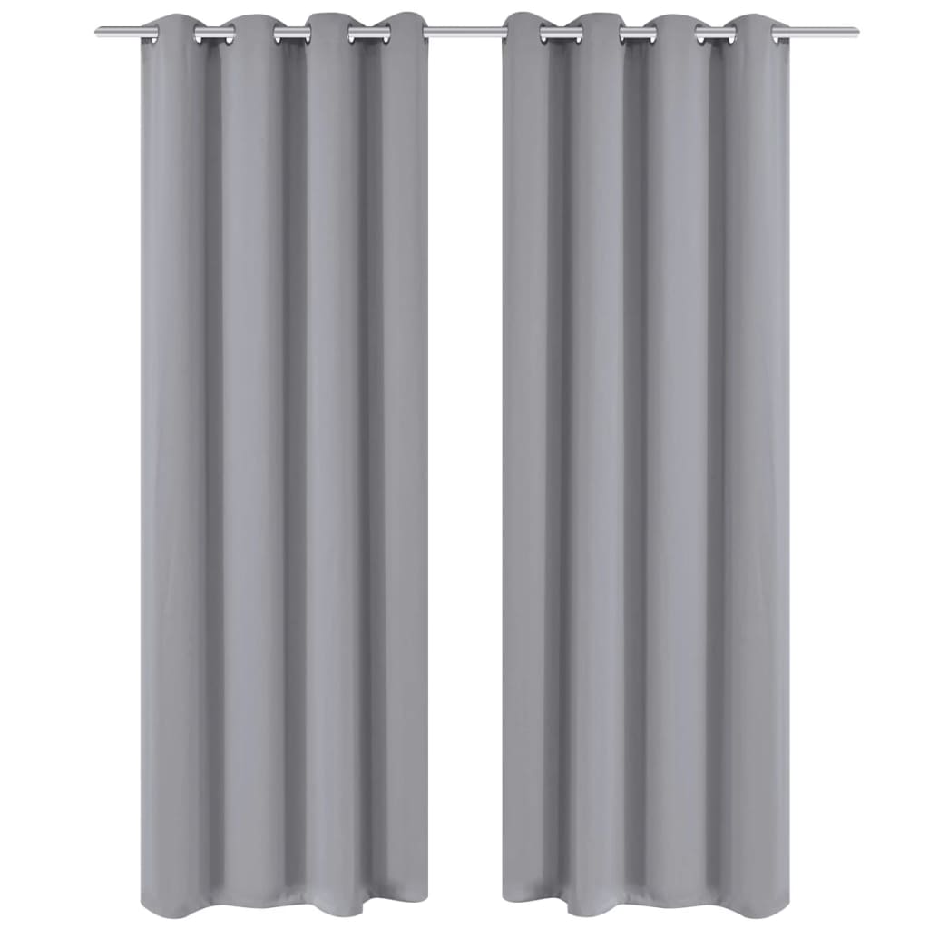 VIDAXL -Vorhänge mit Metallringen Blackout 135x175 Grau 2 PCs