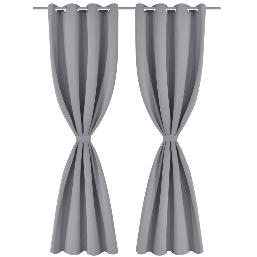 VIDAXL -Vorhänge mit Metallringen Blackout 135x175 Grau 2 PCs
