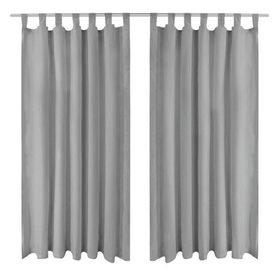 VIDAXL-Mikrosatinvorhänge mit Schleifen 140x175 cm grau 2 PCs