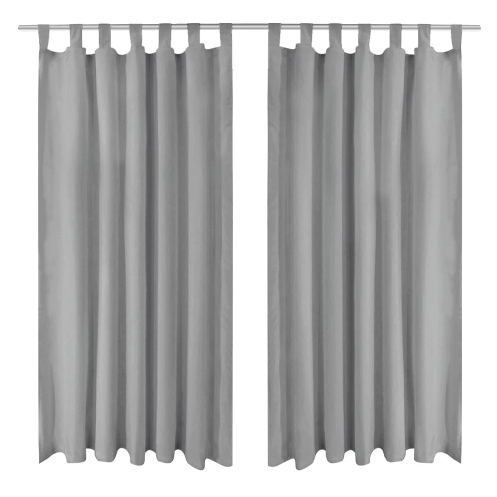 VIDAXL-Mikrosatinvorhänge mit Schleifen 140x225 cm grau 2 PCs