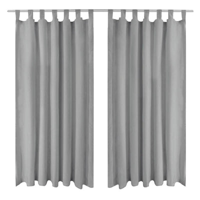 VIDAXL-Mikrosatinvorhänge mit Schleifen 140x225 cm grau 2 PCs
