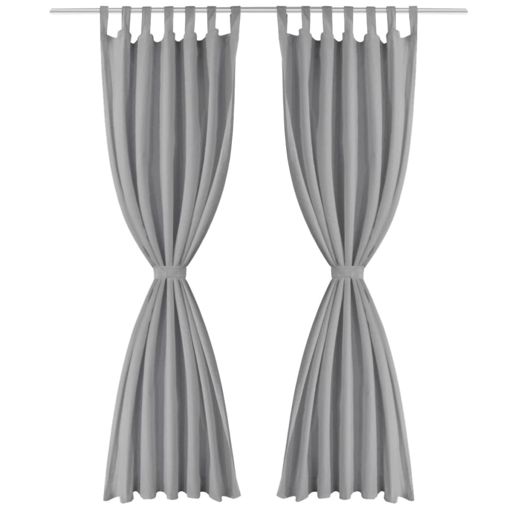 VIDAXL-Mikrosatinvorhänge mit Schleifen 140x225 cm grau 2 PCs