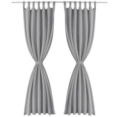 VIDAXL-Mikrosatinvorhänge mit Schleifen 140x225 cm grau 2 PCs