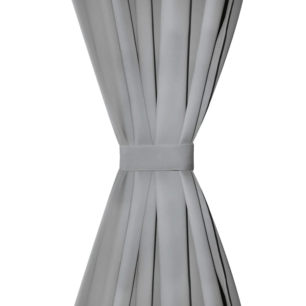VIDAXL-Mikrosatinvorhänge mit Schleifen 140x225 cm grau 2 PCs