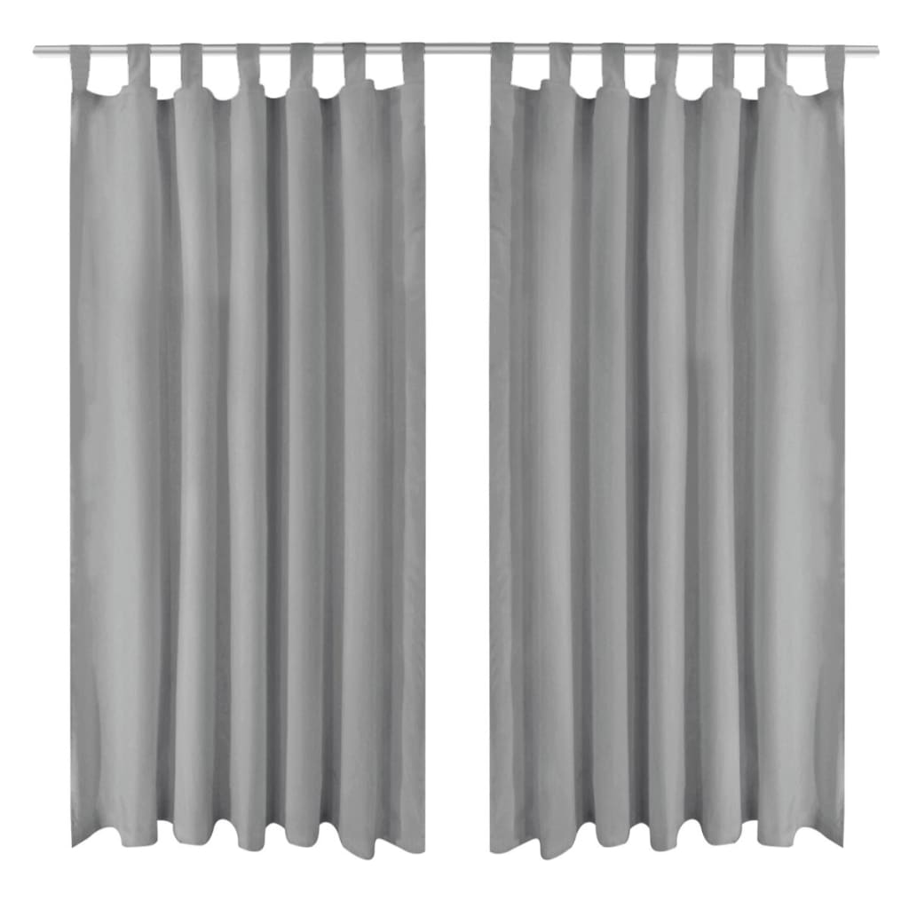 Vidaxl-Mikrosatinvorhänge mit Schleifen 140x245 cm grau 2 STs