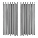 Vidaxl-Mikrosatinvorhänge mit Schleifen 140x245 cm grau 2 STs - afbeelding 1