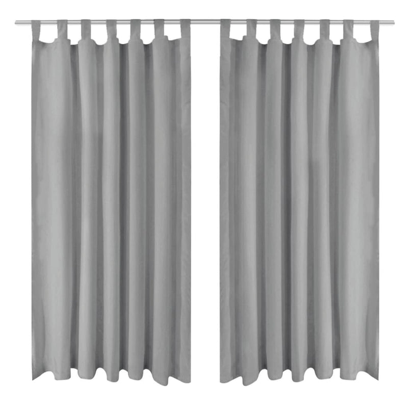 Vidaxl-Mikrosatinvorhänge mit Schleifen 140x245 cm grau 2 STs