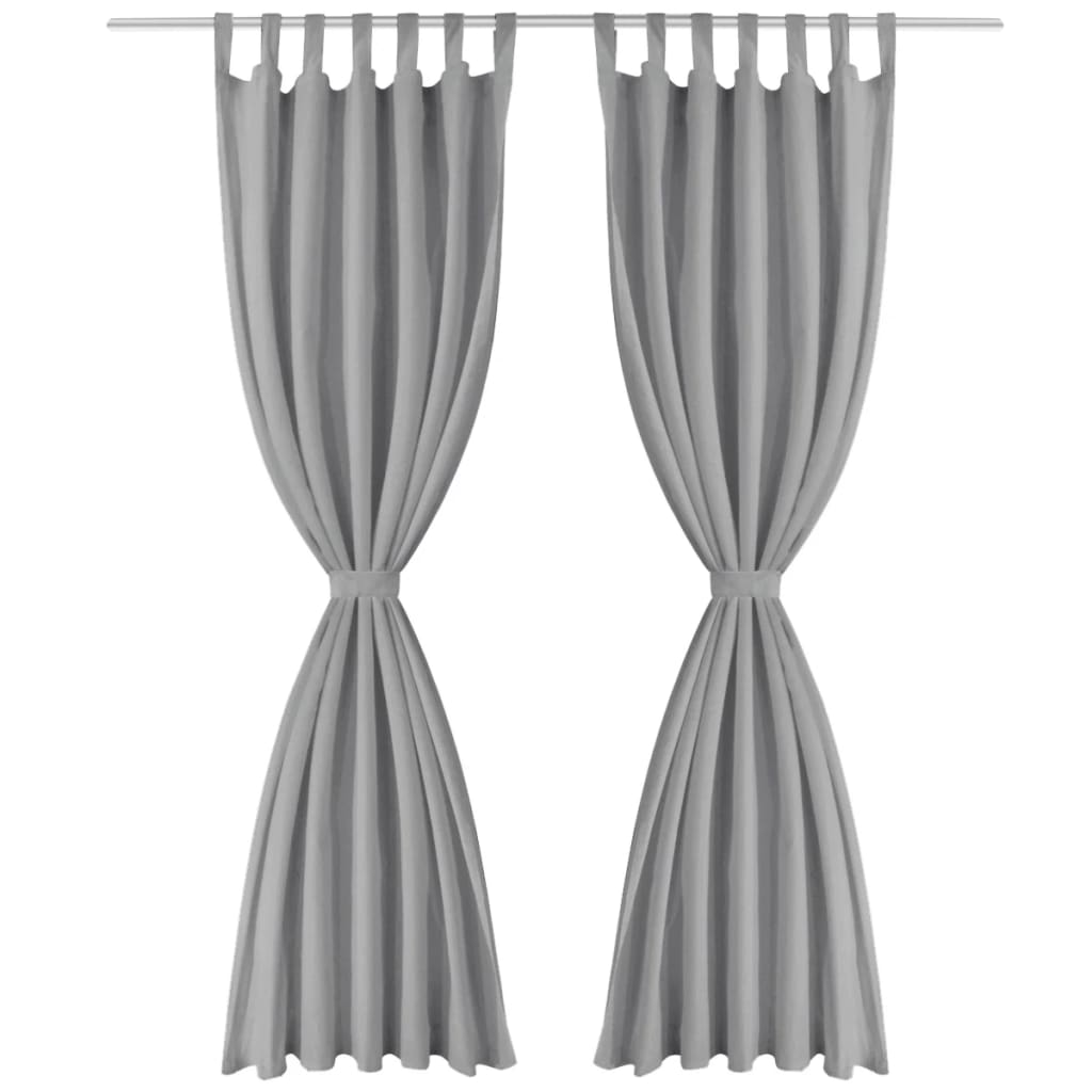 Vidaxl-Mikrosatinvorhänge mit Schleifen 140x245 cm grau 2 STs
