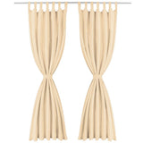 Vidaxl-Mikrosatinvorhänge mit Schleifen 140x175 cm Beige 2 PCs - afbeelding 2
