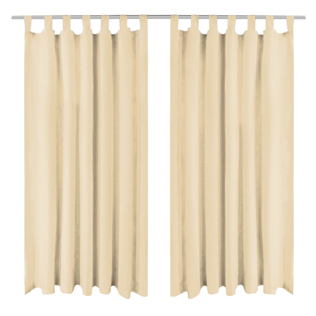 Vidaxl-Mikrosatinvorhänge mit Schleifen 140x225 cm Beige 2 PCs