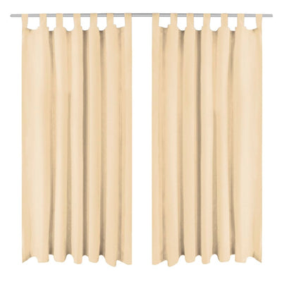 Vidaxl-Mikrosatinvorhänge mit Schleifen 140x225 cm Beige 2 PCs