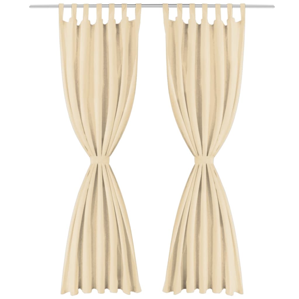 Vidaxl-Mikrosatinvorhänge mit Schleifen 140x225 cm Beige 2 PCs