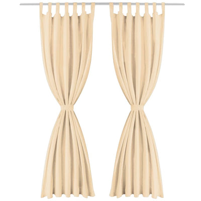 Vidaxl-Mikrosatinvorhänge mit Schleifen 140x225 cm Beige 2 PCs